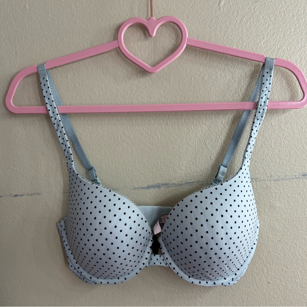 Victoria's Secret Black and baby blue Polka Dot Bra